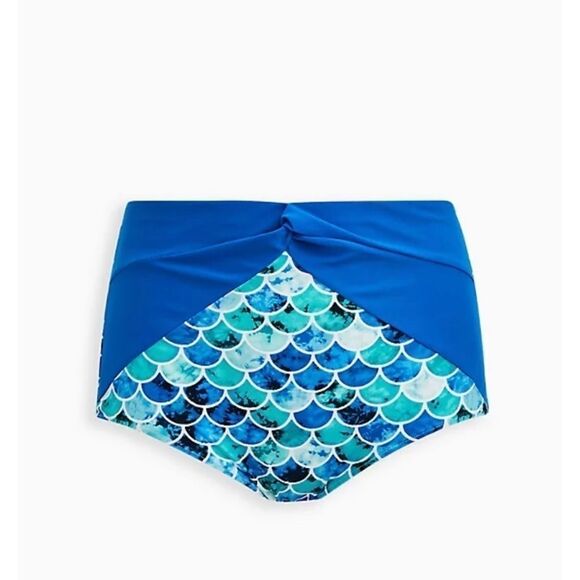 TORRID BLUE MERMAID HIGH‎ WAIST KNOT FRONT SWIM BOTTOM - Picture 4 of 6